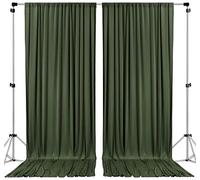 AK TRADING CO. Rideaux de Fond en Polyester Vert Olive avec Passe-Tringle - Décoration de fenêtre de Mariage, de fête, de 3 x 3 m