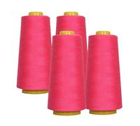 AK Trading FUCHSIA Lot de 4 cônes de fil à coudre tout usage (6000 m chacun) en polyester haute résistance pour couture, matelassage, surjeteuse, merrow et broderie à la main.