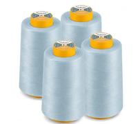AK Trading Lot de 4 bobines de fil à coudre polyvalent (5486 m par bobine) de polyester haute résistance pour couture, matelassage, surjeteuse, bordure merrow et broderie à la main, bleu clair