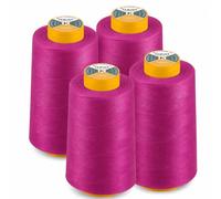 AK Trading Lot de 4 bobines de fil à coudre polyvalent (5486 m par bobine) de polyester haute résistance pour couture, matelassage, surjeteuse, bordure merrow et broderie à la main, rose vif