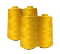 AK Trading Lot de 4 cônes de fil à coudre tout usage Doré (6000 m chacune) de polyester haute résistance pour couture, surjeteuse, surjeteuse, merrow et broderie à la main