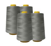 AK Trading Lot de 4 cônes de fil à coudre tout usage en polyester haute résistance pour couture, matelassage, surjeteuse, surjeteuse, merrow et broderie à la main Gris clair