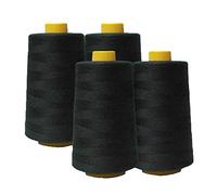 AK Trading Lot de 4 cônes de fil à coudre tout usage en polyester haute résistance pour couture, matelassage, surjeteuse, surjeteuse, merrow et broderie à la main, noir