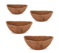 AK-XING Doublure demi-ronde de 40,6 cm en fibre de coco pour panier à fleurs suspendu, panier mural en fibre de coco pour pots de fleurs de jardin