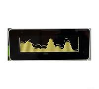 AK25664_V2.0 Horloge d'affichage de musique avec écran OLED, lumière rythmique, réveil de bureau, boîtier en aluminium, entrée 3,5 mm, télécommande, USB-C, pour analyse audio et décoration (jaune)