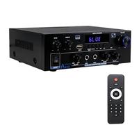 AK55 Amplificateur HiFi Mini Bluetooth 5.0 Amplificateur stéréo 2.0 canaux 70 W x 2 Amplificateur audio Amplificateur numérique avec radio FM, télécommande, Opt/AUX/RCA/USB/MIC/BT