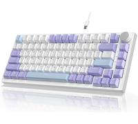 AK820PRO Clavier Mécanique avec écran Smart TFT et Knob,sans Fil 2,4G/BT5.1/USB-C Filaire,Disposition ANSI 75%,Hot Swappable,Rétroéclairage RVB,Gift Switches Linéaire,pour PC,Mac (Violet)