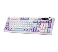 AK980 V2 Gasket Clavier Mécanique avec Ecran Intelligent et Molette, Clavier Jeu Sans Fil 98 %, Tri-mode BT/2,4 GHz/USB-C, Violet