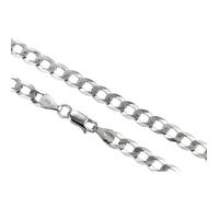 AKA Bijoux - Collier Homme Argent Fin Sterling 925 Plaqué Rhodium - Chaîne Maille Gourmette 5.6 mm - Longueur: 56 cm