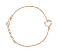 Aka Gioielli® - Bracelet Femme Argent 925 Plaque Or Rose avec Coeur et Zircons, Cadeau Fantaisie Fille