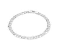 Aka Gioielli® - Bracelet Femme Homme Argent Fin Sterling 925 Rhodié - Chaîne Maille Gourmette 4.3 mm - Longueur: 19 cm