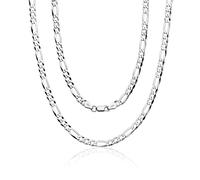 Aka Gioielli® - Chaîne Maille Figaro 5mm Argent Sterling 925 Rhodié - Collier Homme Femme - 75 cm de long