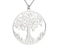 AKA Gioielli® - Collier Arbre de Vie Pendentif en Argent 925 Rhodié et Cristaux Swarovski, Modèle Famille, Cadeau Femme