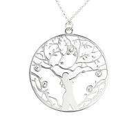 AKA Gioielli® - Collier Arbre de Vie Pendentif en Argent 925 Rhodié et Cristaux Swarovski, Modèle Pouvoir Féminin, Cadeau Femme