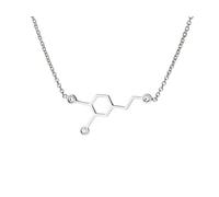 Aka Gioielli® - Collier d'Amour Pendentif Molécule Dopamine en Argent 925 Rhodié et Cristaux Swarovski pour Femme