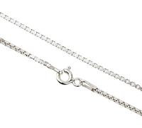 AKA Gioielli® - Collier Femme Homme Argent Fin Sterling 925 Rhodié - Chaîne Maille Vénitienne Diamantée 1.4 mm - 40 cm de long