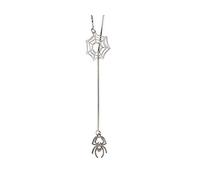Aka Gioielli® - Collier Femme Pendentif Araignée et Toile d'araignée Halloween en Argent 925 2 Couleurs et Cristaux Swarovski, réglable jusqu'à 70 cm