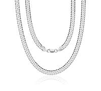AKA Gioielli® - Collier Homme Argent Sterling 925 Massif - Chaîne Maille Gourmette Double 6 mm - longue 60 cm