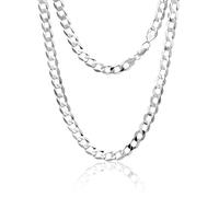 Aka Gioielli® - Collier Homme Argent Sterling 925 Rhodié - Chaîne 9mm Maille Gourmette Cubaine - Longueur: 65 cm