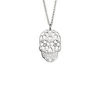Aka Gioielli® - Collier Tête de Mort avec Pendentif Crâne en Argent 925 Rhodié et cristal Swarovski, Cadeau Femme