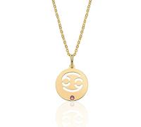 Aka Gioielli® - Collier Zodiaque Cancer en Argent 925 Plaqué Or avec Pendentif Signe Astrologique Cancer pour Femme
