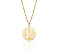 AKA Gioielli® - Collier Zodiaque Gémeaux en Argent 925 Plaqué Or avec Pendentif Signe Astrologique Gémeaux pour Femme