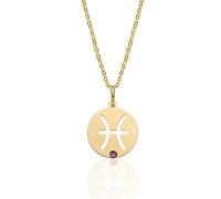 AKA Gioielli® - Collier Zodiaque Poissons en Argent 925 Plaqué Or avec Pendentif Signe Astrologique Poissons pour Femme