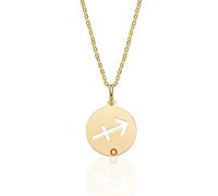 Aka Gioielli® - Collier Zodiaque Sagittaire en Argent 925 Plaqué Or avec Pendentif Signe Astrologique Sagittaire pour Femme