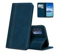 AKABEILA Étui portefeuille à rabat en cuir de qualité supérieure avec fermeture magnétique béquille et emplacements pour cartes pour OPPO Reno4 5G (Reno 4 5G) - Bleu