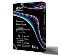 akaca Papier Photo Brillant A4 Premium Glossy Photo Paper pour Toutes Les Imprimantes Jet d'Encre (50 Feuilles, 260 g/m², 210 x 297 mm)