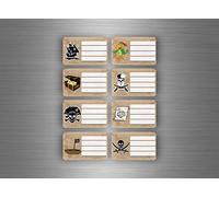 Akachafactory 16x Autocollant Sticker Etiquette Cahier Scolaire Livre classeur Ecole Pirate r1