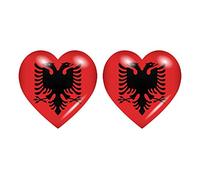 Akachafactory 2X Autocollant Sticker Drapeau Coeur AL Albanie