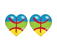 Akachafactory 2X Autocollant Sticker Drapeau Coeur berberes Kabyle Kabyle