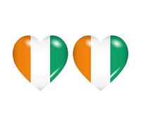 Akachafactory 2X Autocollant Sticker Drapeau Coeur CI Cote D'Ivoire