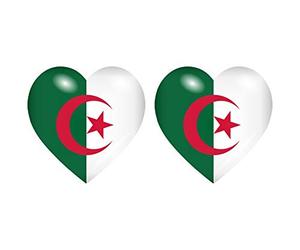 Akachafactory 2X Autocollant Sticker Drapeau Coeur DZ Algerie