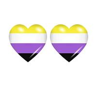 Akachafactory 2X Autocollant Sticker Drapeau Coeur Non Binary Non Binaire