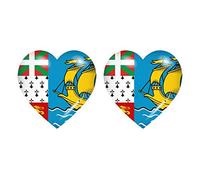Akachafactory 2X Autocollant Sticker Drapeau Coeur PM Saint St Pierre et Miquelon
