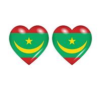 Akachafactory 2X Autocollant Sticker Drapeau Coeur Rim Mauritanie