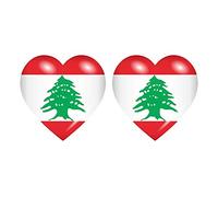 Akachafactory 2X Autocollant Sticker Drapeau Coeur RL Liban