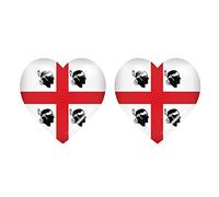 Akachafactory 2X Autocollant Sticker Drapeau Coeur sardaigne sarde