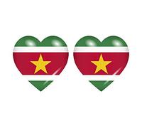 Akachafactory 2X Autocollant Sticker Drapeau Coeur SME Suriname