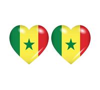 Akachafactory 2X Autocollant Sticker Drapeau Coeur SN Senegal