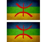 Akachafactory 2X Autocollant Sticker Drapeau Vintage Vieilli berberes Kabyle Kabyle