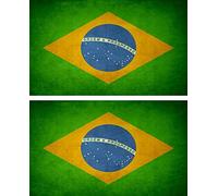Akachafactory 2X Autocollant Sticker Drapeau Vintage Vieilli BR bresil