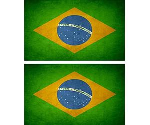 Akachafactory 2X Autocollant Sticker Drapeau Vintage Vieilli BR bresil