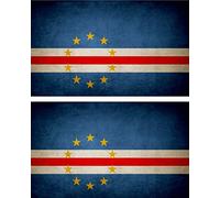 Akachafactory 2X Autocollant Sticker Drapeau Vintage Vieilli CV Cabo Verde