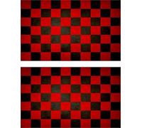 Akachafactory 2X Autocollant Sticker Drapeau Vintage Vieilli Damier Checkered Rouge