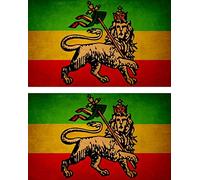 Akachafactory 2X Autocollant Sticker Drapeau Vintage Vieilli ethiopie Lion Rasta