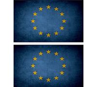 Akachafactory 2X Autocollant Sticker Drapeau Vintage Vieilli Europe CEE Union europeene UE CE