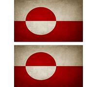 Akachafactory 2X Autocollant Sticker Drapeau Vintage Vieilli KN Groenland